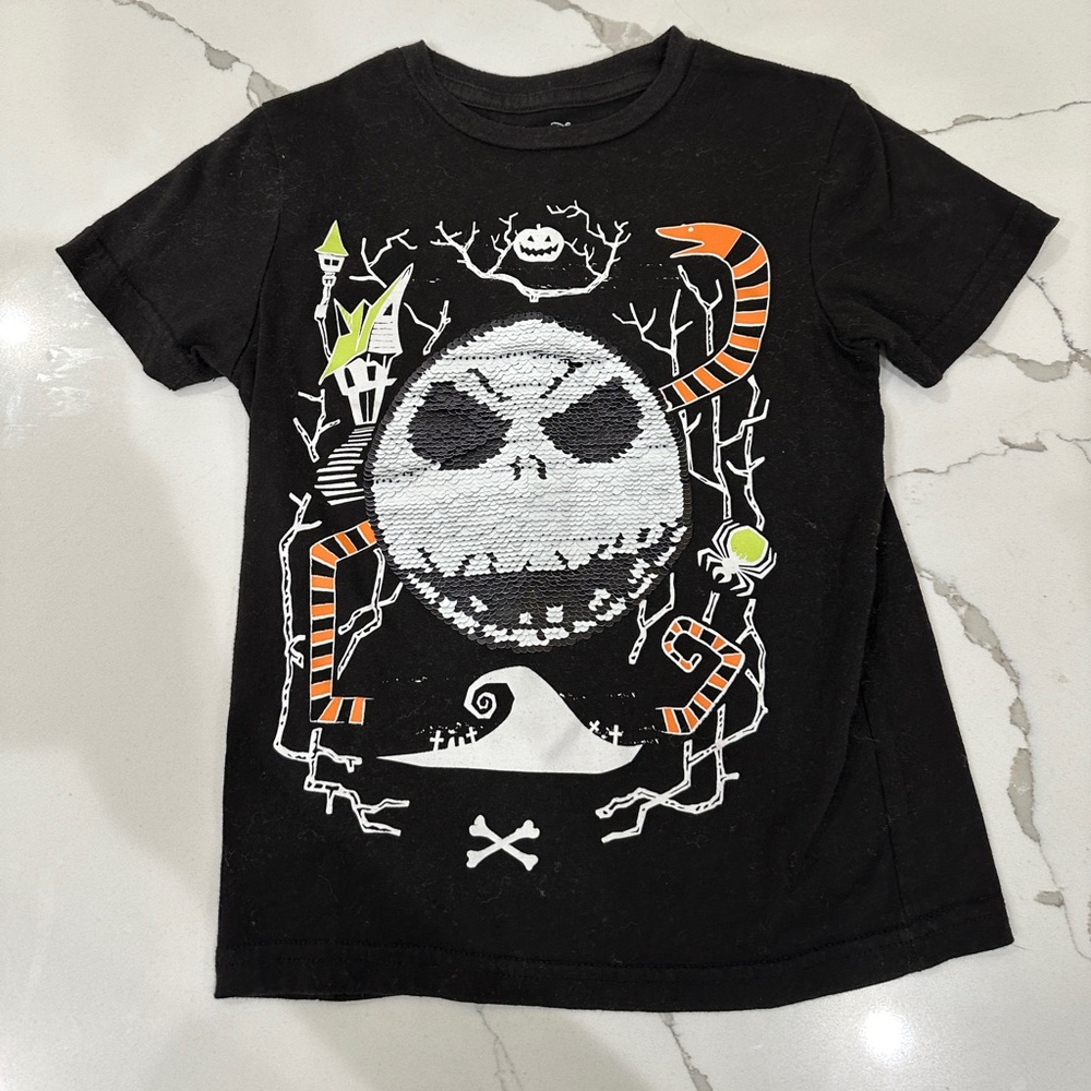 Disney Jack Skeleton Halloween sequin flip Kids T-Shirt